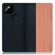 WORK08GG-SA-GPX5 [LOOF Nature Google Pixel 5用 天然木仕様の本革スマホケース/スタンド機能＆カードポケット付き 桜]