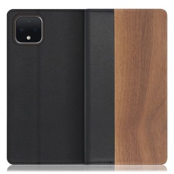 WORK08GG-KU-PX4 [LOOF Nature Google Pixel 4用 天然木仕様の本革スマホケース/スタンド機能＆カードポケット付き 胡桃]