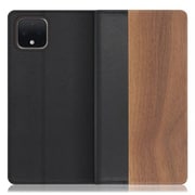 WORK08GG-KU-PX4 [LOOF Nature Google Pixel 4用 天然木仕様の本革スマホケース/スタンド機能＆カードポケット付き 胡桃]