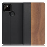 WORK08GG-KU-GPX5A5G [LOOF Nature Google Pixel 5a（5G）用 天然木仕様の本革スマホケース/スタンド機能＆カードポケット付き 胡桃]