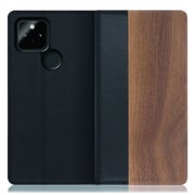WORK08GG-KU-GPX5 [LOOF Nature Google Pixel 5用 天然木仕様の本革スマホケース/スタンド機能＆カードポケット付き 胡桃]