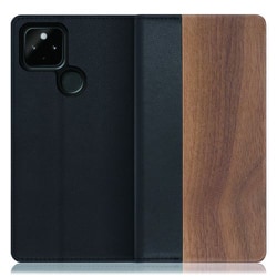 WORK08GG-KU-GPX4A5G [LOOF Nature Google Pixel 4a（5G）用 天然木仕様の本革スマホケース/スタンド機能＆カードポケット付き 胡桃]