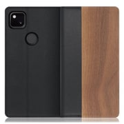 WORK08GG-KU-GPX4A [LOOF Nature Google Pixel 4a用 天然木仕様の本革スマホケース/スタンド機能＆カードポケット付き 胡桃]