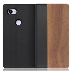 WORK08GG-KU-3A [LOOF Nature Google Pixel 3a用 天然木仕様の本革スマホケース/スタンド機能＆カードポケット付き 胡桃]