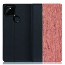 WORK08GG-KA-GPX4A5G [LOOF Nature Google Pixel 4a（5G）用 天然木仕様の本革スマホケース/スタンド機能＆カードポケット付き 花梨]