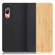 WORK08AO-TA-SEN3 [LOOF Nature AQUOS sense3/sense3 lite/sense3 basic用 天然木仕様の本革スマホケース/スタンド機能＆カードポケット付き 竹]