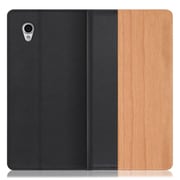 WORK08AO-SA-SENP [LOOF Nature AQUOS sense plus用 天然木仕様の本革スマホケース/スタンド機能＆カードポケット付き 桜]