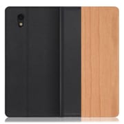 WORK08AO-SA-SEN [LOOF Nature AQUOS sense basic/sense lite用 天然木仕様の本革スマホケース/スタンド機能＆カードポケット付き 桜]