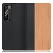 WORK08AO-SA-AR5G [LOOF Nature AQUOS R5G用 天然木仕様の本革スマホケース/スタンド機能＆カードポケット付き 桜]