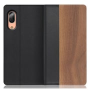 WORK08AO-KU-SEN3 [LOOF Nature AQUOS sense3/sense3 lite/sense3 basic用 天然木仕様の本革スマホケース/スタンド機能＆カードポケット付き 胡桃]