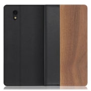 WORK08AO-KU-SEN [LOOF Nature AQUOS sense basic/sense lite用 天然木仕様の本革スマホケース/スタンド機能＆カードポケット付き 胡桃]