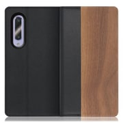 WORK08AO-KU-AZ5GB [LOOF Nature AQUOS zero5G basic用 天然木仕様の本革スマホケース/スタンド機能＆カードポケット付き 胡桃]