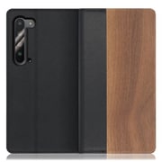 WORK08AO-KU-AR5G [LOOF Nature AQUOS R5G用 天然木仕様の本革スマホケース/スタンド機能＆カードポケット付き 胡桃]