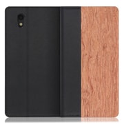 WORK08AO-KA-SEN [LOOF Nature AQUOS sense basic/sense lite用 天然木仕様の本革スマホケース/スタンド機能＆カードポケット付き 花梨]