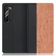 WORK08AO-KA-AR5G [LOOF Nature AQUOS R5G用 天然木仕様の本革スマホケース/スタンド機能＆カードポケット付き 花梨]