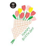 レトロ印刷 ポストカード チューリップの花束 1枚入 HJ018