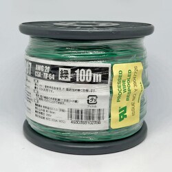 UL1007AWG20ミドリ L-100 [耐熱絶縁ビニル電線 100m巻 緑]