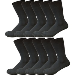 MENS 大きいサイズ つま先かかと補強 抗菌防臭加工 リブクルーソックス 10足セット 28-30cm ブラック IM-000001