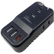 AOT-N1BK [USB＋ACハンディー電源タップ PD20W対応 ACコンセント×3/USB×2/USB-Type-C×1 ブラック]