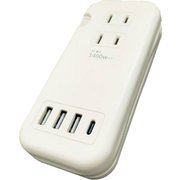 PD対応 USB+AC電源タップ ACコンセント×3/USB Type A×3/USB-Type C×1 ケーブル収納可 ホワイト AOT-N2WH