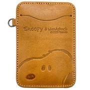 キャラクターグッズ SN0094 スヌーピー レザーコレクション フェイス パスケース キャメル