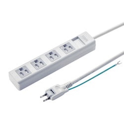 電源タップ マグネット 4個口 5m 3ピン ほこり防止 折りたたみ式プラグ PSE ユリア樹脂 2Pアースコード付き グレー 簡易ビニールパッケージ TAP-SH3450MG