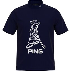 Mr.PINGニットハイネックシャツ PING APPAREL】Mr.PINGジャカード半袖ハイネックニット ＜GOLD