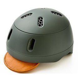 自転車用ヘルメット kumoa Leather visor Olive（クモア レザーバイザー/オリーブ） 56～60cm KS004OV-L