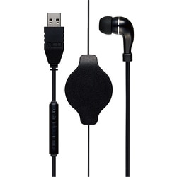 コントローラー付き 巻取り式 片耳ヘッドセット USB接続タイプ 黒 UHP-K01/BK