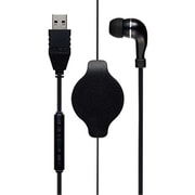 コントローラー付き 巻取り式 片耳ヘッドセット USB接続タイプ 黒 UHP-K01/BK