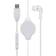 コントローラー付き 巻取り式 片耳ヘッドセット USB接続タイプ 白 UHP-K01/WH