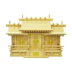 国産神棚 三社中低床 謙信（中） キソヒノキ