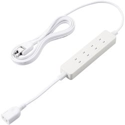電源タップ 延長コード 3m 2P 本体部4個口/独立部1個口 ほこりシャッター 絶縁キャップ スイングプラグ 125V 15A 1500W ホワイト T-ADR5-2530WH