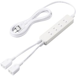 電源タップ 延長コード 3m 2P 本体部4個口/独立部2個口 ほこりシャッター 絶縁キャップ スイングプラグ 125V 15A 1500W ホワイト T-ADR5-2630WH