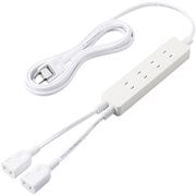 電源タップ 延長コード 3m 2P 本体部4個口/独立部2個口 ほこりシャッター 絶縁キャップ スイングプラグ 125V 15A 1500W ホワイト T-ADR5-2630WH