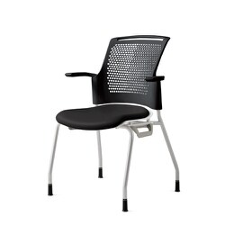 チェダーC 会議イス ビニルレザー張り 4本脚 背ヌード ブラックシェル 肘付 ブラック MB-W61NH BK