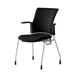 チェダーC 会議イス 布張り 4本脚 背クッション ブラックシェル 肘付 シャドーブラック MB-W60S SBK