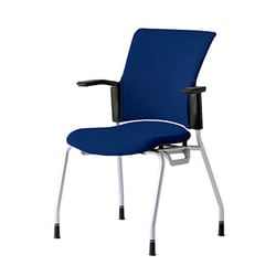 チェダーC 会議イス 布張り 4本脚 背クッション ブラックシェル 肘付 ナイトブルー MB-W60S NBL