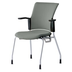 チェダーC 会議イス 布張り 4本脚 背クッション ブラックシェル 肘付 クラウドグレー MB-W60S CGY