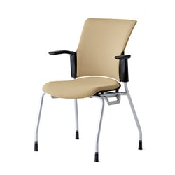チェダーC 会議イス 布張り 4本脚 背クッション ブラックシェル 肘付 サンドベージュ MB-W60S SBE