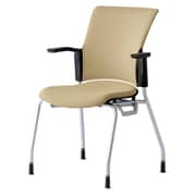 チェダーC 会議イス 布張り 4本脚 背クッション ブラックシェル 肘付 サンドベージュ MB-W60S SBE