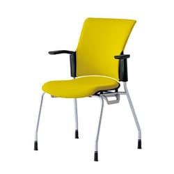 チェダーC 会議イス 布張り 4本脚 背クッション ブラックシェル 肘付 カナリアイエロー MB-W60S CYE