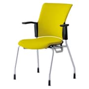 チェダーC 会議イス 布張り 4本脚 背クッション ブラックシェル 肘付 カナリアイエロー MB-W60S CYE