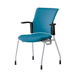 チェダーC 会議イス 布張り 4本脚 背クッション ブラックシェル 肘付 シャローブルー MB-W60S SBL
