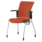 チェダーC 会議イス 布張り 4本脚 背クッション ブラックシェル 肘付 テラコッタレッド MB-W60S TRD