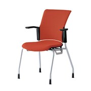 チェダーC 会議イス 布張り 4本脚 背クッション ブラックシェル 肘付 テラコッタレッド MB-W60S TRD