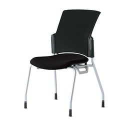 チェダーC 会議イス 布張り 4本脚 背クッション ブラックシェル 肘なし シャドーブラック MC-W60S SBK