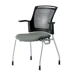 チェダーC 会議イス 布張り 4本脚 背ヌード ブラックシェル 肘付 クラウドグレー MB-W61SH CGY