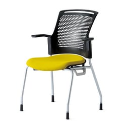 チェダーC 会議イス 布張り 4本脚 背ヌード ブラックシェル 肘付 カナリアイエロー MB-W61SH CYE