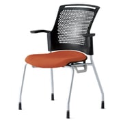 チェダーC 会議イス 布張り 4本脚 背ヌード ブラックシェル 肘付 テラコッタレッド MB-W61SH TRD